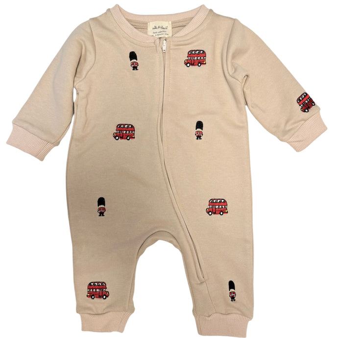 LONDON embroidered zip up onesie | milk&black